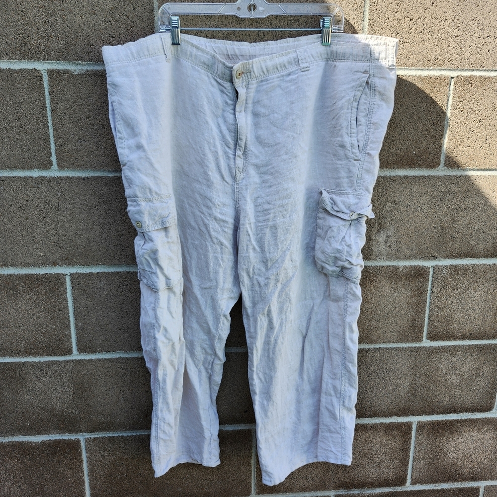 vintage cream linen cargo pants